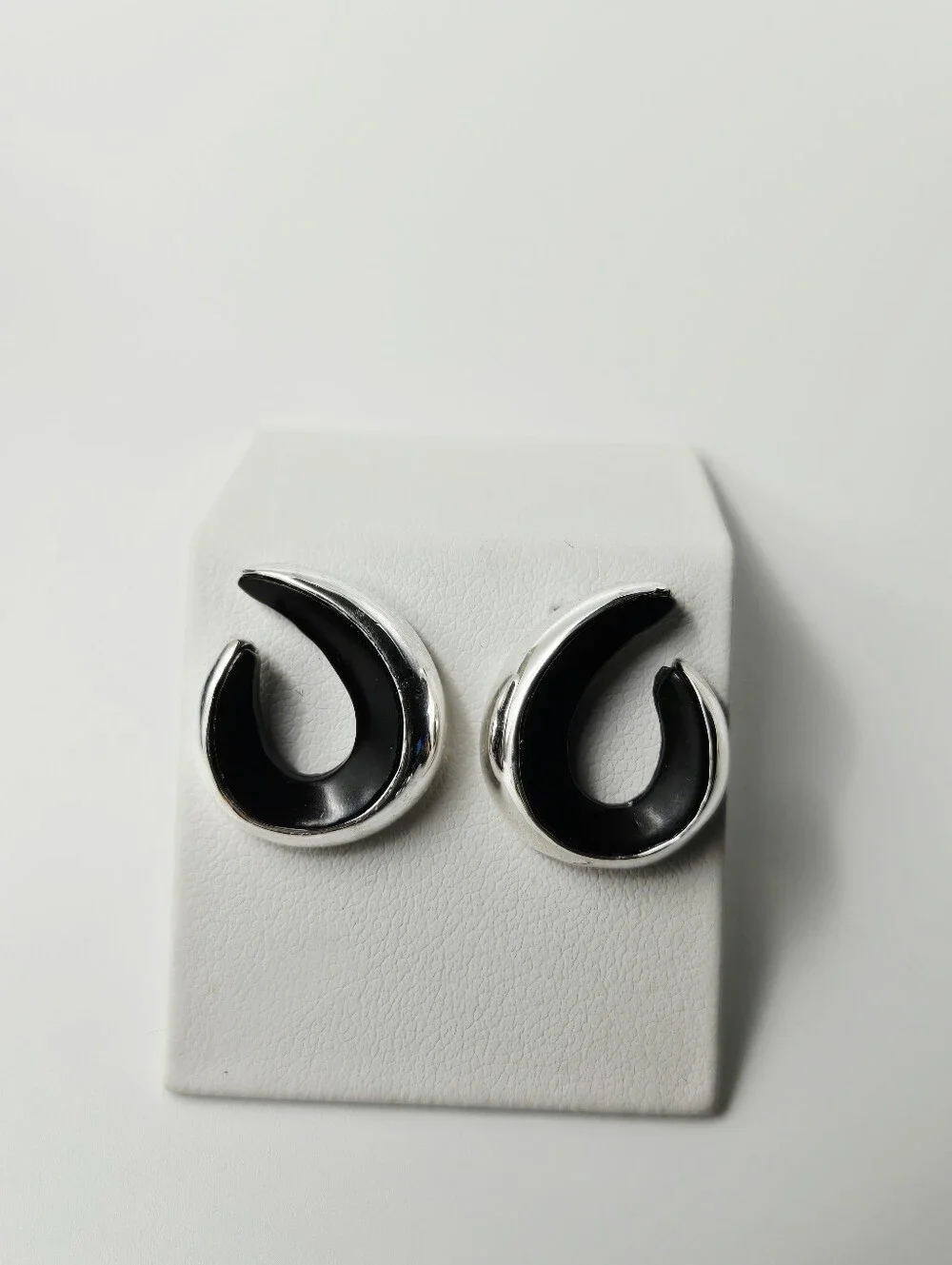 Chico's Silver and Black Swirl Stud Earrings